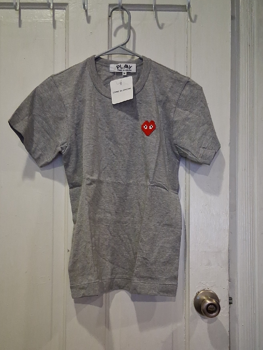 Comme des Garcons Play Kids Grey Tee with Red Heart Logo